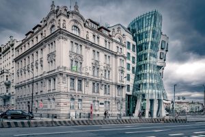 The Dancing House building in Prague – atmospheric modern architecture photo