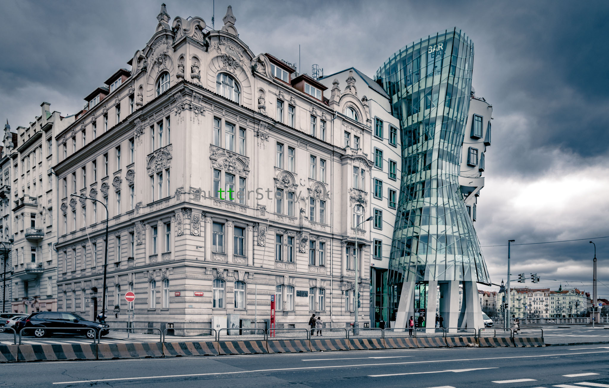 The Dancing House building in Prague – atmospheric modern architecture photo
