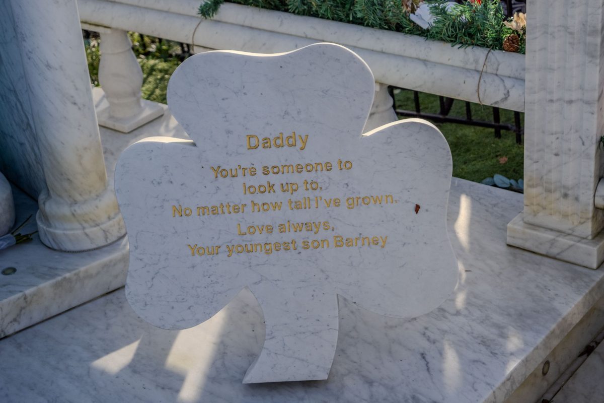 Inscription from Willy Collins’ youngest son Barney on the memorial