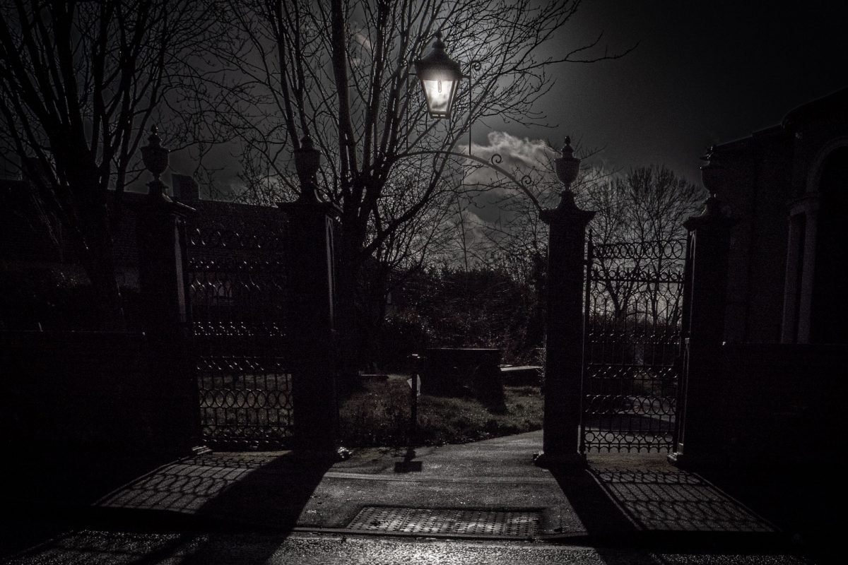 Dark Church Gates and Lantern, Burslem