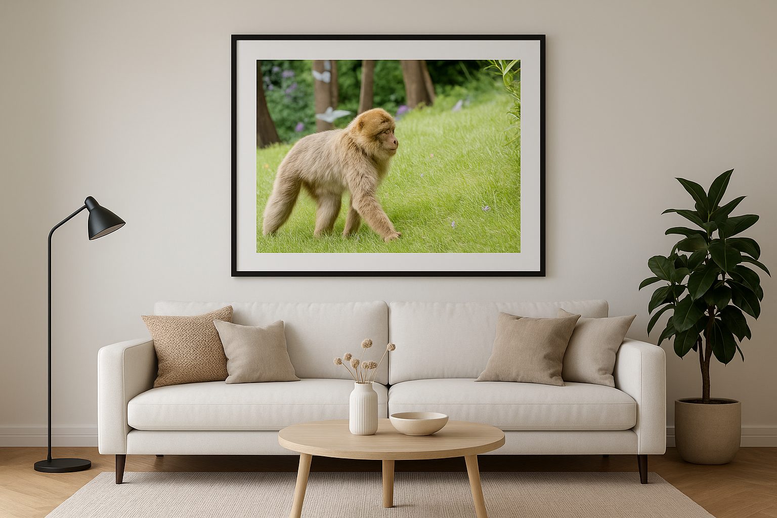 Barbary Macaque Walking Through Forest Clearing - Image 2