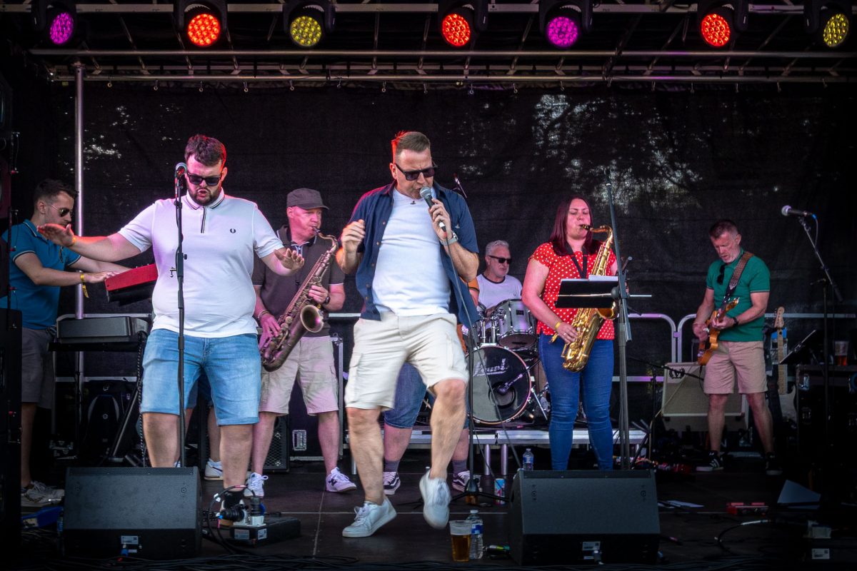 The Moderators ska band full line-up on stage