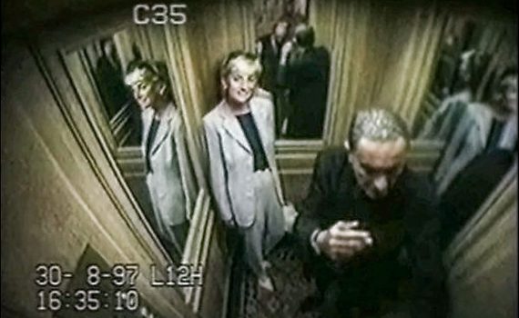 Famous image of Princess Diana And Dodi Fayed In The Lift During There Final Moments Together